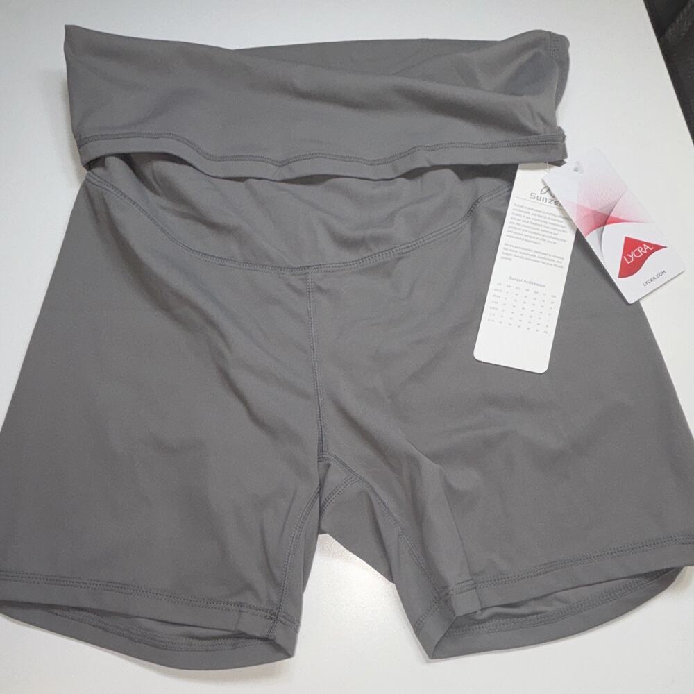Sunzel Biker Shorts Gray Solid Athletic Gym Training Polyamide Lycra Women S